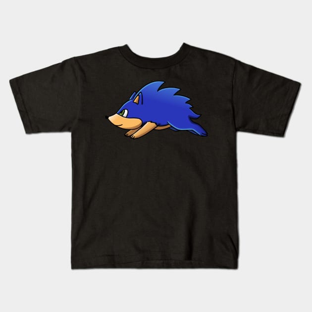 Blue Hedgehog Kids T-Shirt by Firestorm Fox